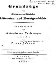 Cover of: Grundzüge der griechischen und römischen Litteratur- und Kuntsgeschichte ... by Franz Ludwig Carl Friedrich Passow