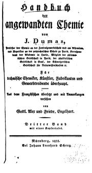 Cover of: Handbuch der angewandten Chemie: Für technische Chemiker, Künstler, Fabrikanten und ...