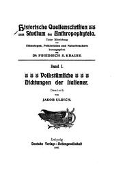 Cover of: Historische Quellenschriften zum Studium der Anthropophyteia: Unter Mitwirkung von Ethnologen ... by Friedrich Salomo Krauss