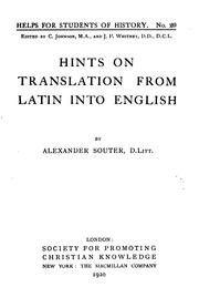 Cover of: Hints on Translation from Latin Into English