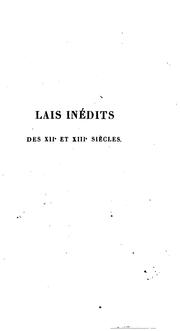 Cover of: Lais inédits des XIIe et XIIIe siècles