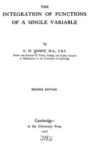 Cover of: The Integration of Functions of a Single Variable by G. H. Hardy