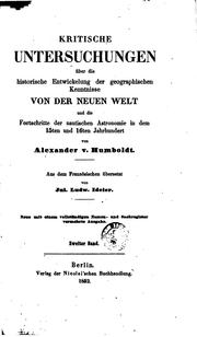 Cover of: Kritische Untersuchungen über die historische Entwickelung der ..
