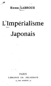 Cover of: L'impérialisme japonais