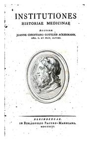 Cover of: Institutiones historiae medicinae
