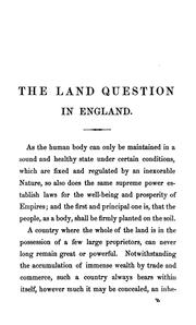 Cover of: The land question in England popularly explained