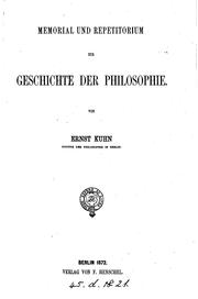 Cover of: Memorial und Repetitorium zur Geschichte der Philosophie...