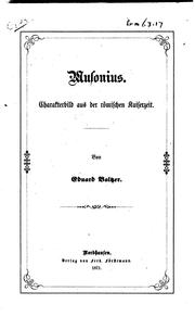 Cover of: Musonius: Charakterbild aus der römischen Kaiserzeit...