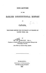 Cover of: Nine Lectures on the Earlier Constitutional History of Canada