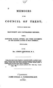 Cover of: Memoirs of the Council of Trent: Principally Derived from Manuscript and ...