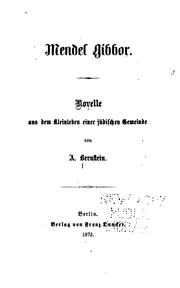 Cover of: Mendel Gibbor: Novelle aus dem Kleinleben einer jüdischen Gemeinde