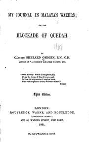 Cover of: My Journal in Malayan Waters, Or, The Blockade of Quedah