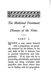 Cover of: The medicinal treatment of diseases of the veins: more especially of venosity, varicocele ...