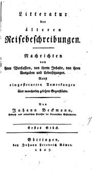 Cover of: Litteratur der älteren Reisebeschreibungen
