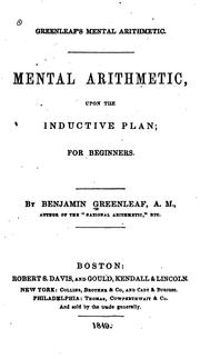 Cover of: Mental Arithmetic, Upon the Inductive Plan: For Beginners