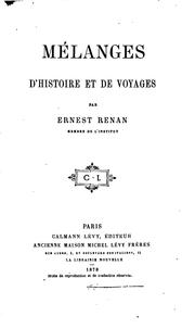 Cover of: Mélanges d'histoire et de voyages by Ernest Renan