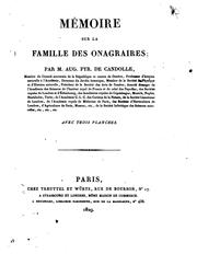 Cover of: Mémoire sur la famille des Onagraires
