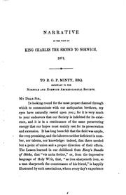 Cover of: Narrative of the visit of ... king Charles the second to Norwich, illustr. [in a letter by D ...