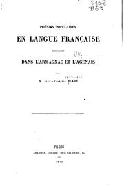 Cover of: Poésies populaires en langue française recueillies dans l'Armagnac et l'Agenais