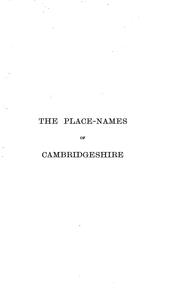 Cover of: The Place-names of Cambridgeshire by Walter W. Skeat