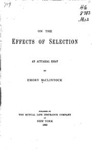 Cover of: On the Effects of Selection