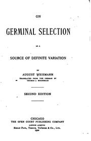 Cover of: On Germinal Selection as a Source of Definite Variation