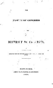 Cover of: The power of Congress over the District of Columbia