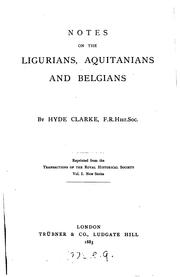 Cover of: Notes on the Ligurians, Aquitanians and Belgians