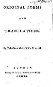 Cover of: Original Poems and Translations: By James Beattie, A.M.