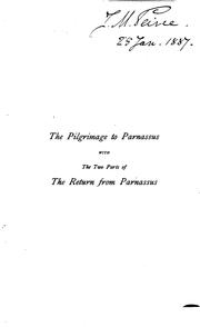 Cover of: The Pilgrimage to Parnassus with the Two Parts of The Return from Parnassus: Three Comedies ...