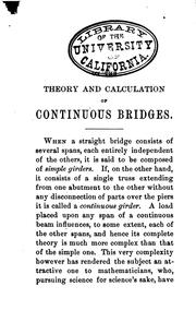 Cover of: On the Theory and Calculation of Continuous Bridges