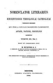 Cover of: Nomenclator literarius recentioris theologiæ catholicæ theologos exhibens qui inde a concilio ...