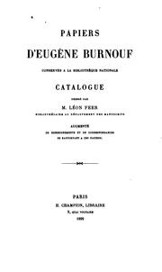 Cover of: Papiers d'Eugène Burnouf conservés à la Bibliothèque Nationale