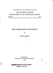 Cover of: Old Babylonian Contracts