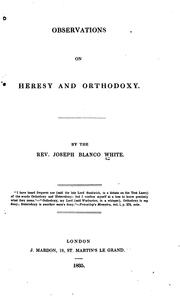 Cover of: Observations on Heresy and Orthodoxy