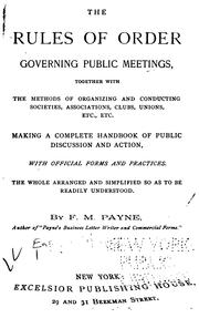 Cover of: The Rules of Order Governing Public Meetings