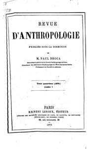 Cover of: Revue d'anthropologie
