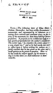 Cover of: Review of a Letter from Elias Hicks to Dr. N. Shoemaker