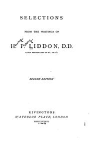 Cover of: Selections from the Writings of H.P. Liddon