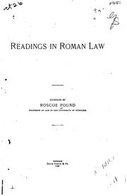 Cover of: Readings in Roman Law