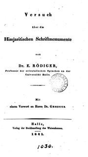 Cover of: Versuch über die himjaritischen Schriftmonumente: Mit einem Vorwort an Herrn Dr. Gesenius