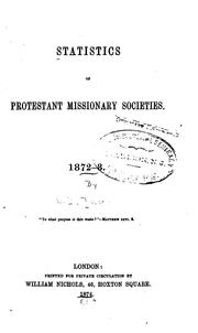 Cover of: Statistics of Protestant Missionary Societies: 1872-3