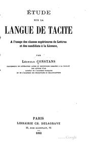 Cover of: Étude sur la langue de Tacite...