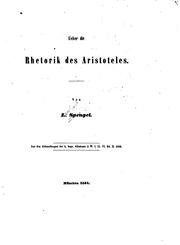 Cover of: Ueber die Rhetorik des Aristoteles