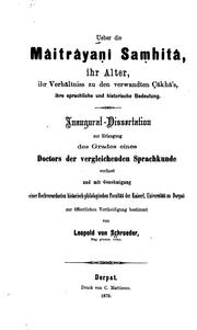 Cover of: Ueber die  Samhitâ: Ihr Alter, ihr Verhältniss zu den Verwandten Câkhâ's ... by Leopold von Schroeder