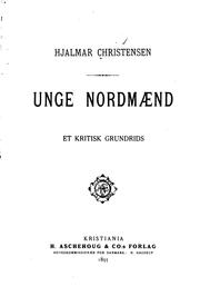 Cover of: Unge nordmaend: et kritisk grundrids