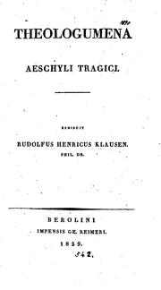 Cover of: Theologumena Aeschyli tragici