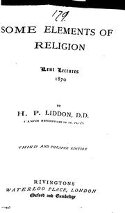 Cover of: Some elements of religion, Lent lectures
