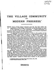 Cover of: The Village Community and Modern Progress by Ananda Coomaraswamy