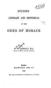 Cover of: Studies, Literary and Historical, in the Odes of Horace